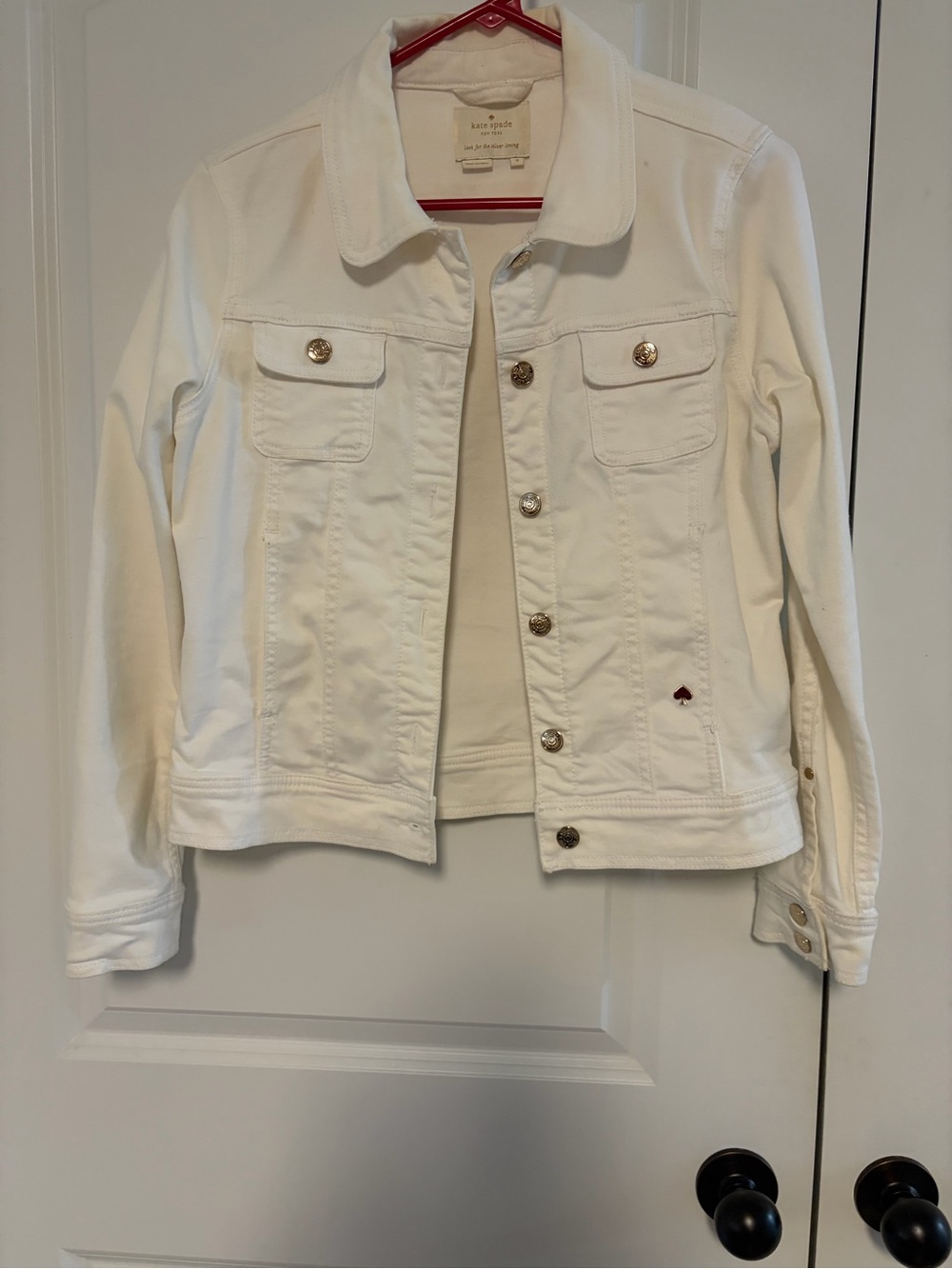 kate spade Cream White Denim Jacket with Gold Buttons